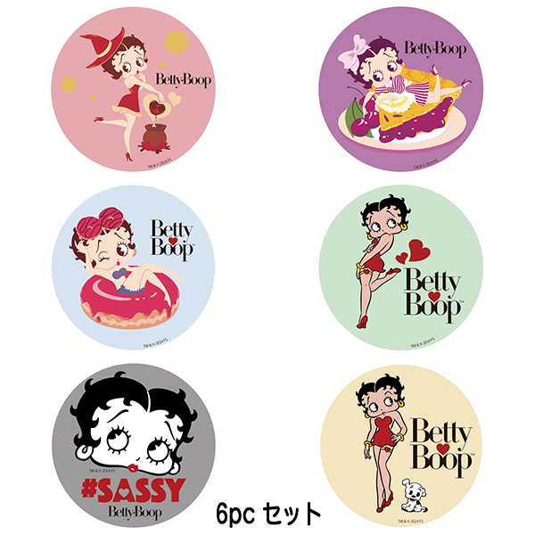 ベティー ブープ（Betty Boop）ラウンド ステッカー 6pcセット