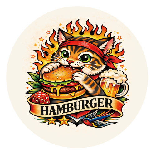 ダイナー ステッカー HAMBURGER CAT