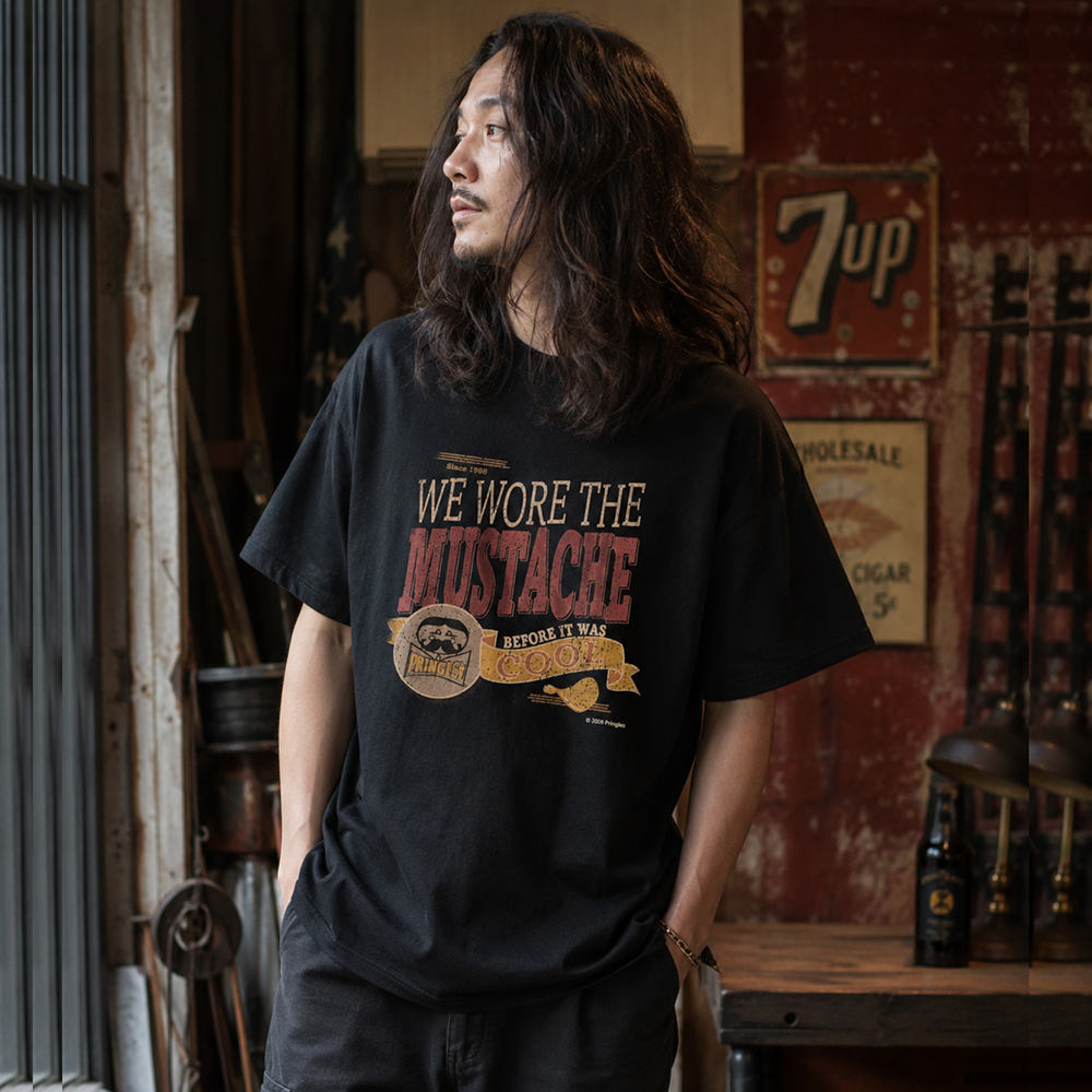プリングルズ Tシャツ MUSTACHE ブラック
