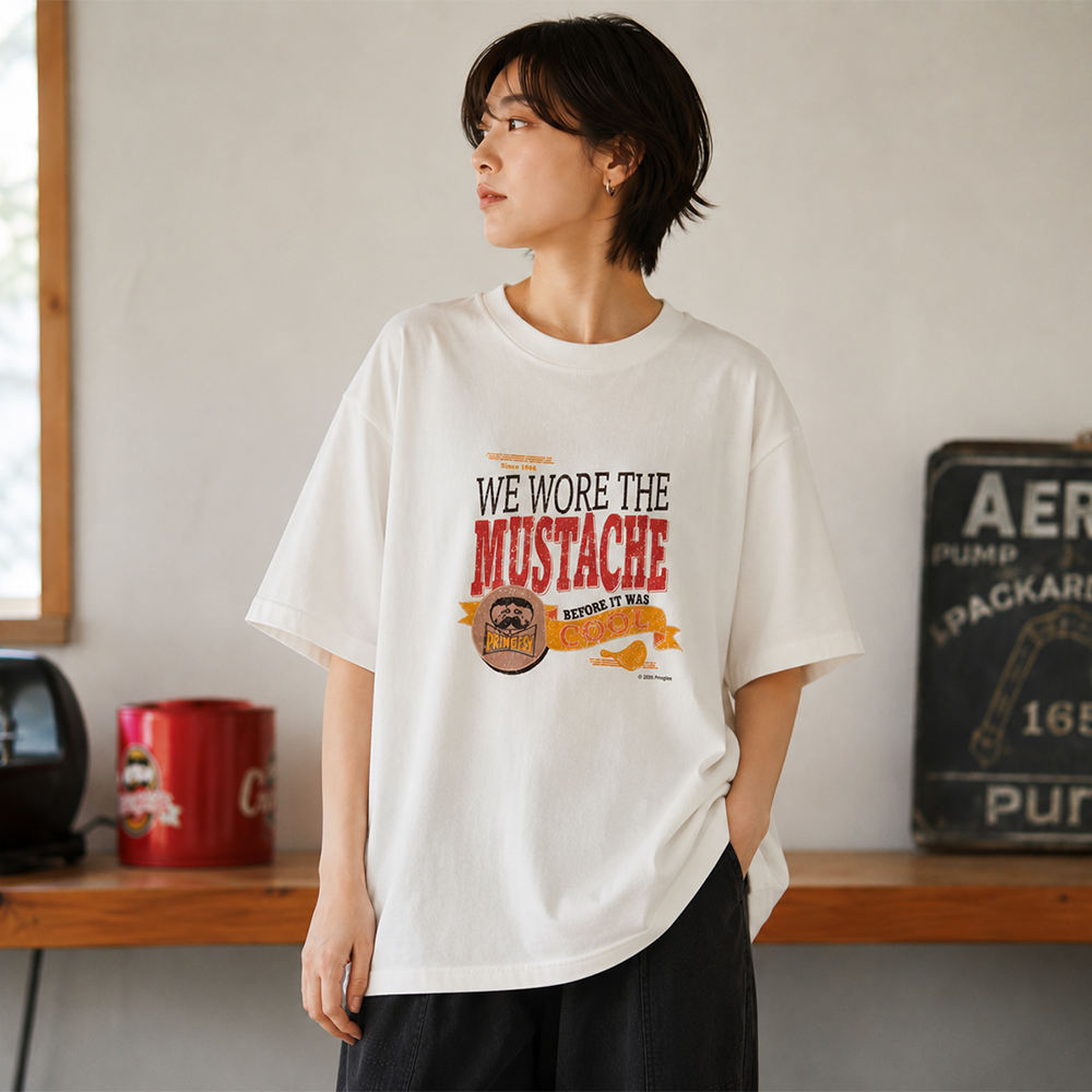 プリングルズ Tシャツ MUSTACHE ホワイ