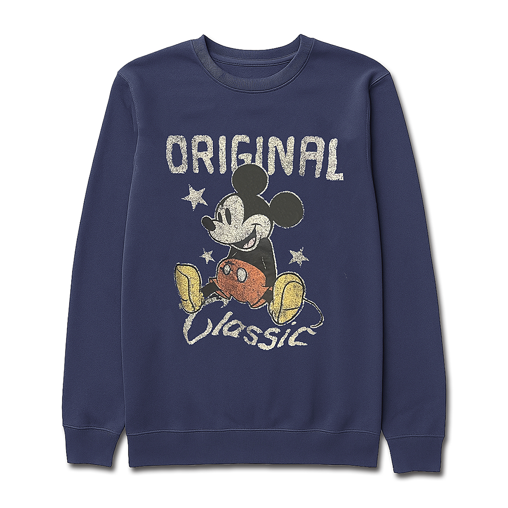 クルーネック スウェット シャツ DISNEY MICKEY MOUSE ブルー