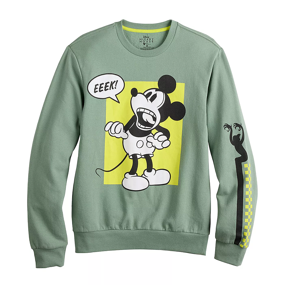 クルーネック スウェット シャツ DISNEY MICKEY MOUSE モスグリーン