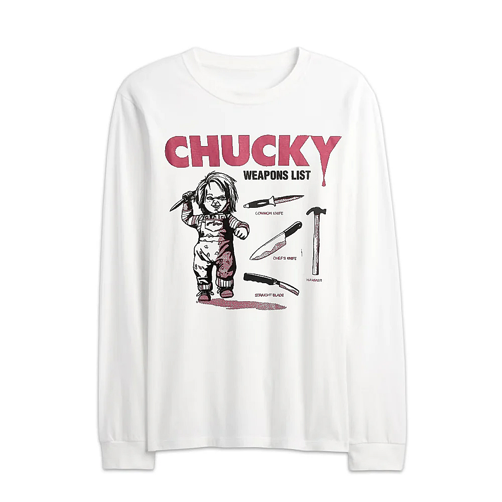 ロング スリーブ Tシャツ Chucky Weapons List Graphic ホワイト