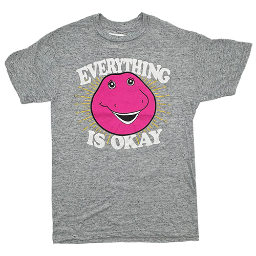 Tシャツ Everything Is Okay Barny the Dinosaur ヘザー グレー