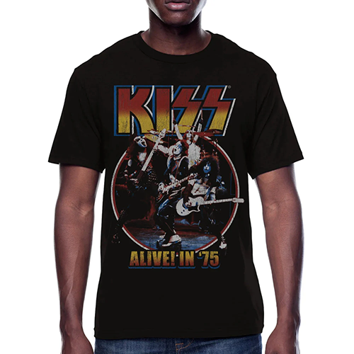 Tシャツ KISS Alive In 75 ブラック