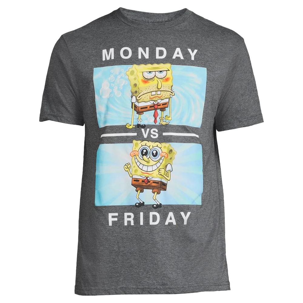 Tシャツ SpongeBob SquarePants Monday vs Friday グレー