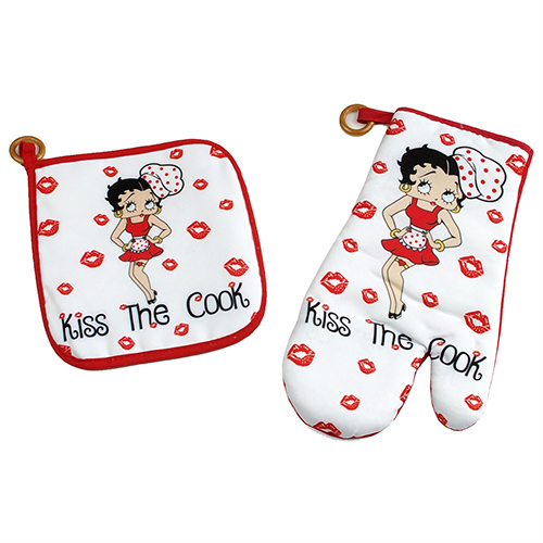 ベティー ブープ（Betty Boop）オーブン ミトン ＆ ポット ホルダー Kiss the Cook