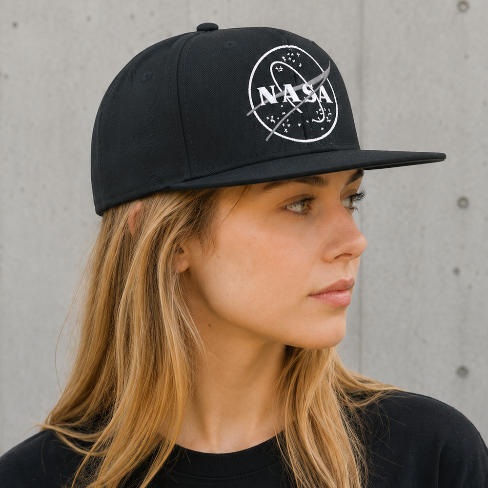 フラット バイザー キャップ NASA LOGO ブラック