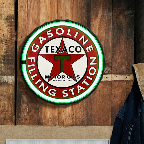 LED ロープ ネオン サイン TEXACO GASOLINE FILLING STATION ボトルキャップ