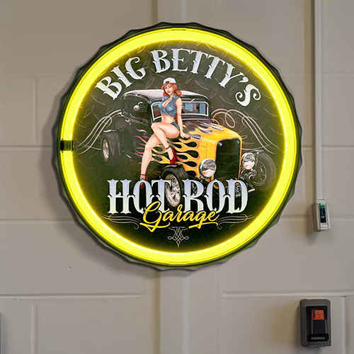 LED ロープ ネオン サイン BIG BETTY'S HOT ROD GARAGE ボトルキャップ