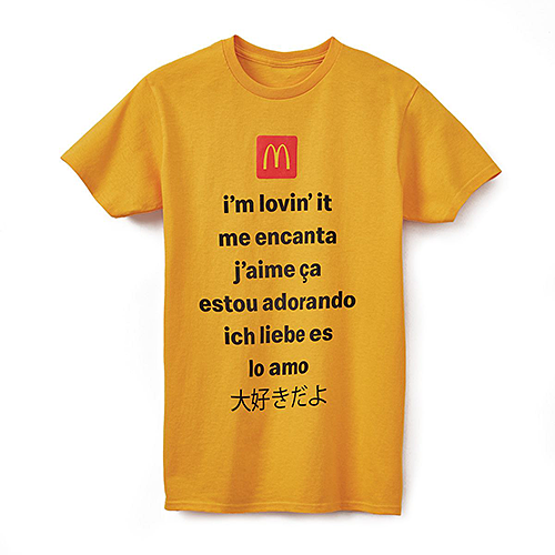 マクドナルド Tシャツ ユニセックス I'm Lovin' It Languages イエロー