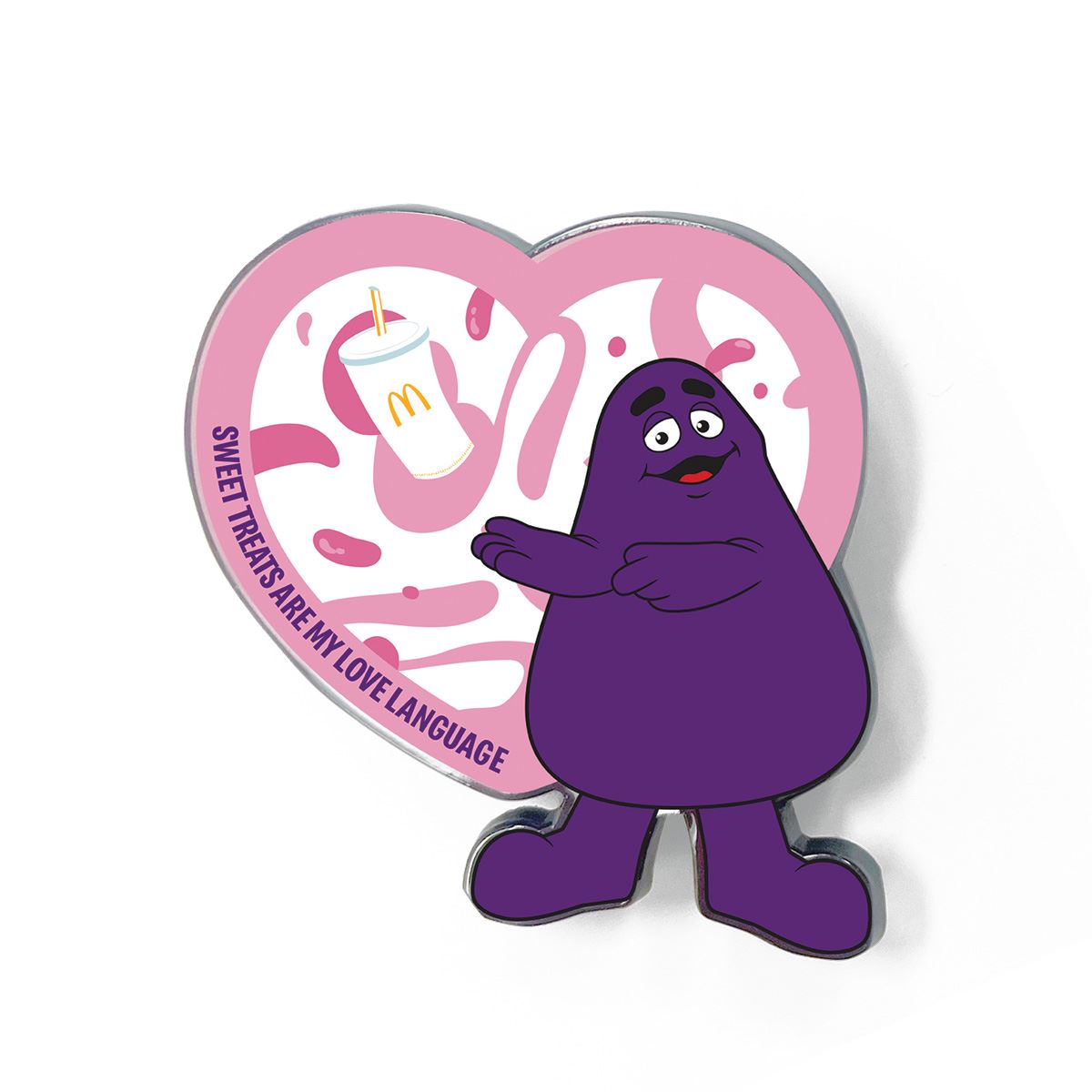 マクドナルド ピンバッジ Grimace and Shake Enamel Heart