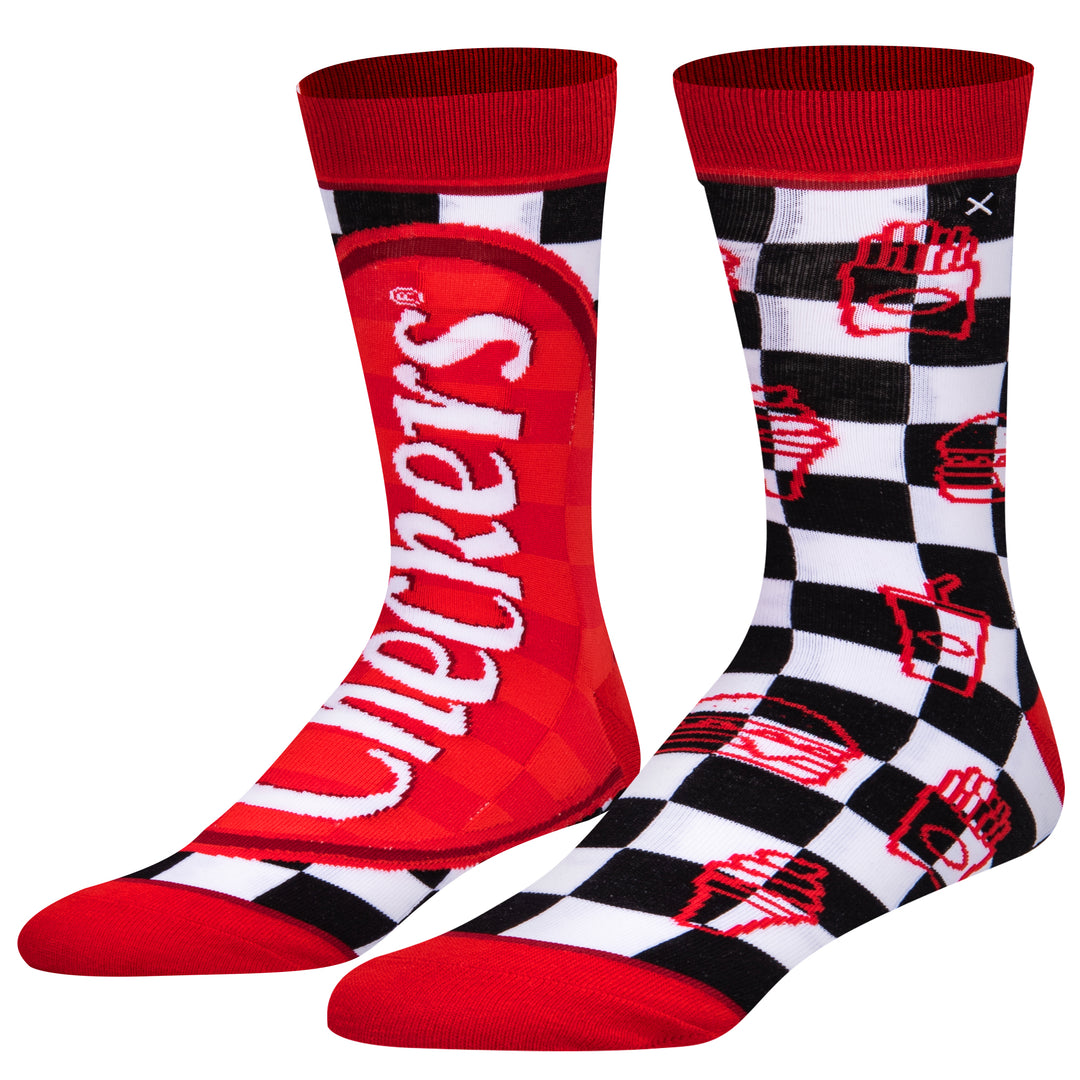オッド ソックス（ODD SOX）クルー ソックス ラージ サイズ CHECKERS SPLIT