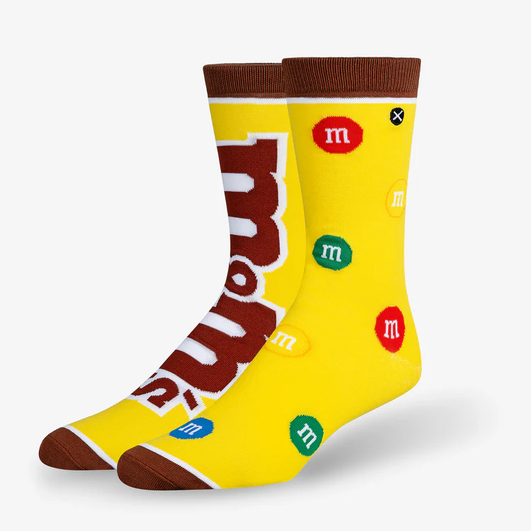 オッド ソックス（ODD SOX）クルー ソックス ラージ サイズ PEANUTS M&M'S SPLIT YELLOW