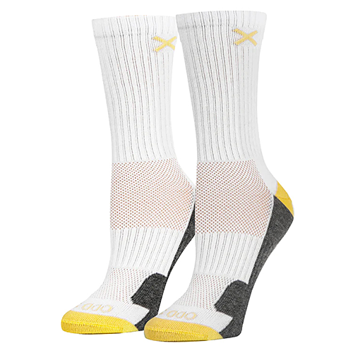 オッド ソックス（ODD SOX）クルー ソックス ミディアム サイズ BASIX WHITE YELLOW GRAY HEATHER
