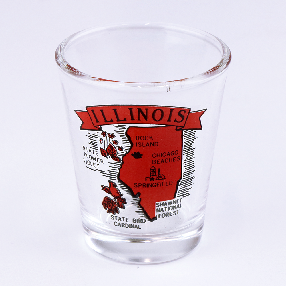 ショット グラス Illinois Red Map