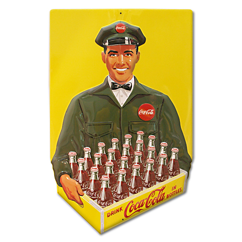 ダイカット エンボス ティン サイン Coke Delivery Man Die Cut