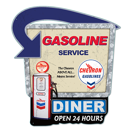 ダイカット エンボス メタル サイン CHEVRON GASOLINES