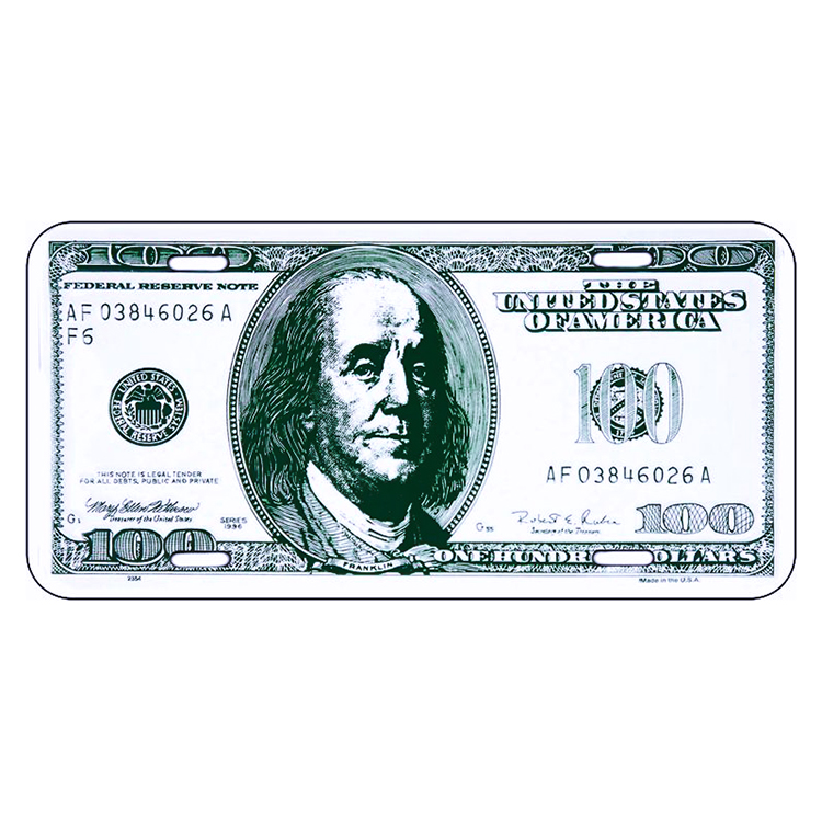アルミニウム サイン LICENSE PLATE $100 BILL
