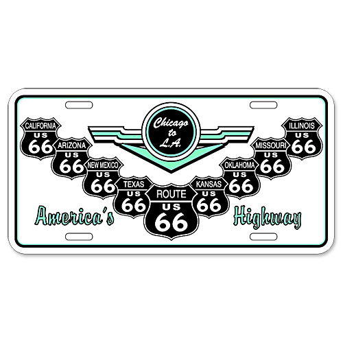 アルミニウム サイン RT 66 LICENSE PLATE