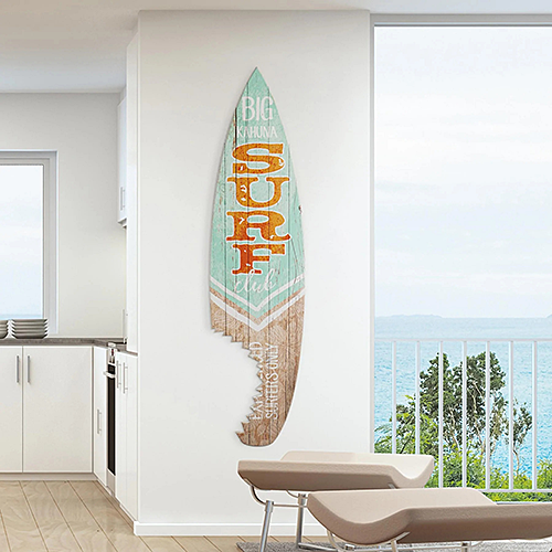 ウッド サーフボード ウォール サイン Big Kahuna Surf Club Shark Bite