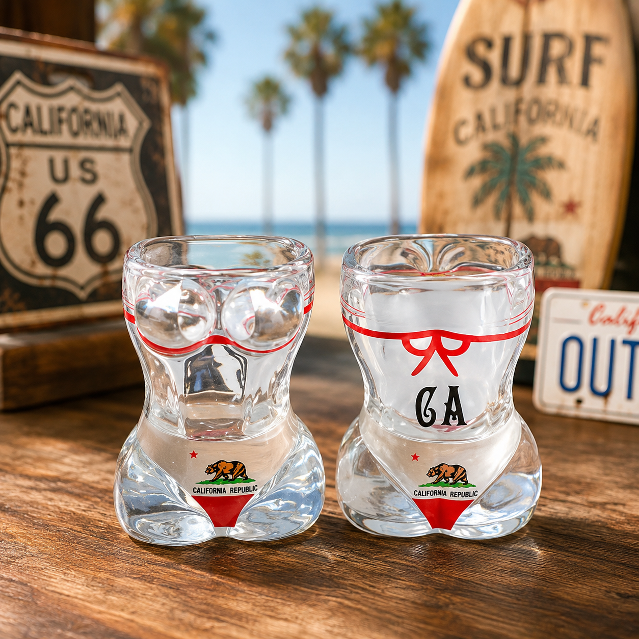 ショット グラス CALIFORNIA ビキニ フラッグ