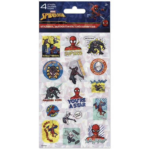 USA キャラクター 4シート ステッカー マーベル スパイダーマン Marvel Spider - Man Educational