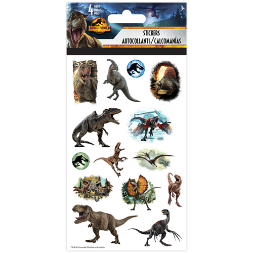 USA キャラクター 4シート ステッカー ジュラシック・ワールド Jurassic World Dominion