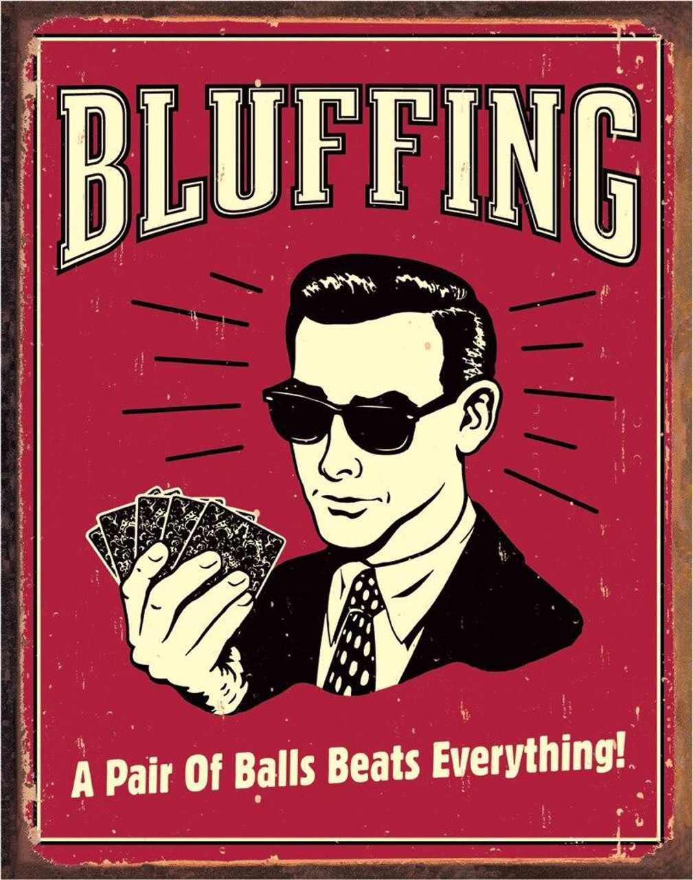 ティン サイン Bluffing - Pair of Balls