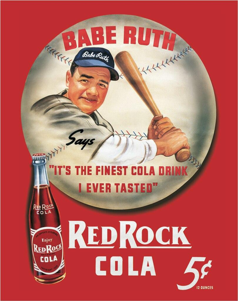 ティン サイン Babe Ruth/Red Rock Kola