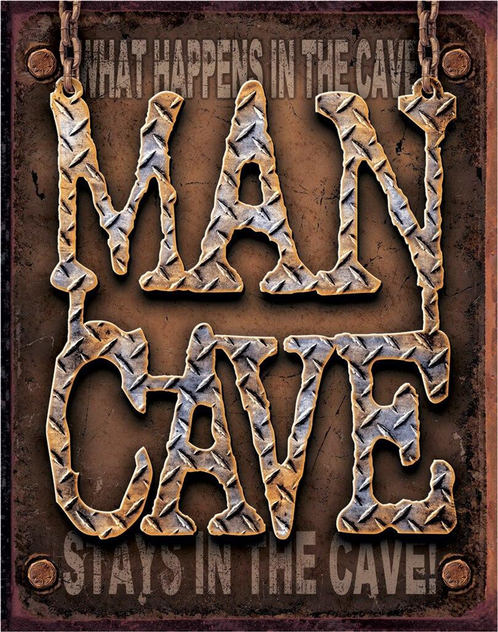 ティン サイン Man Cave - Diamond Plate