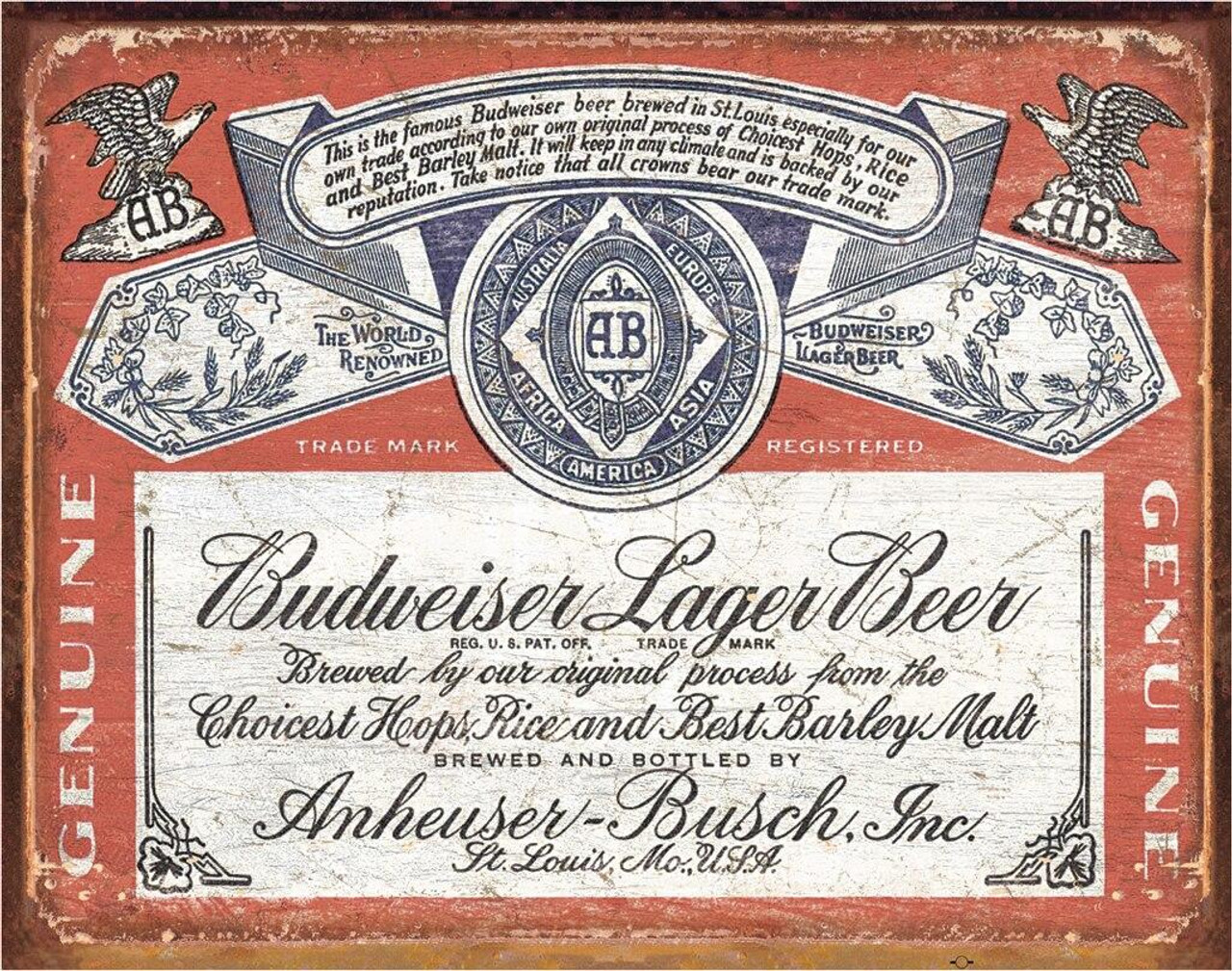 ティン サイン Budweiser Historic Label