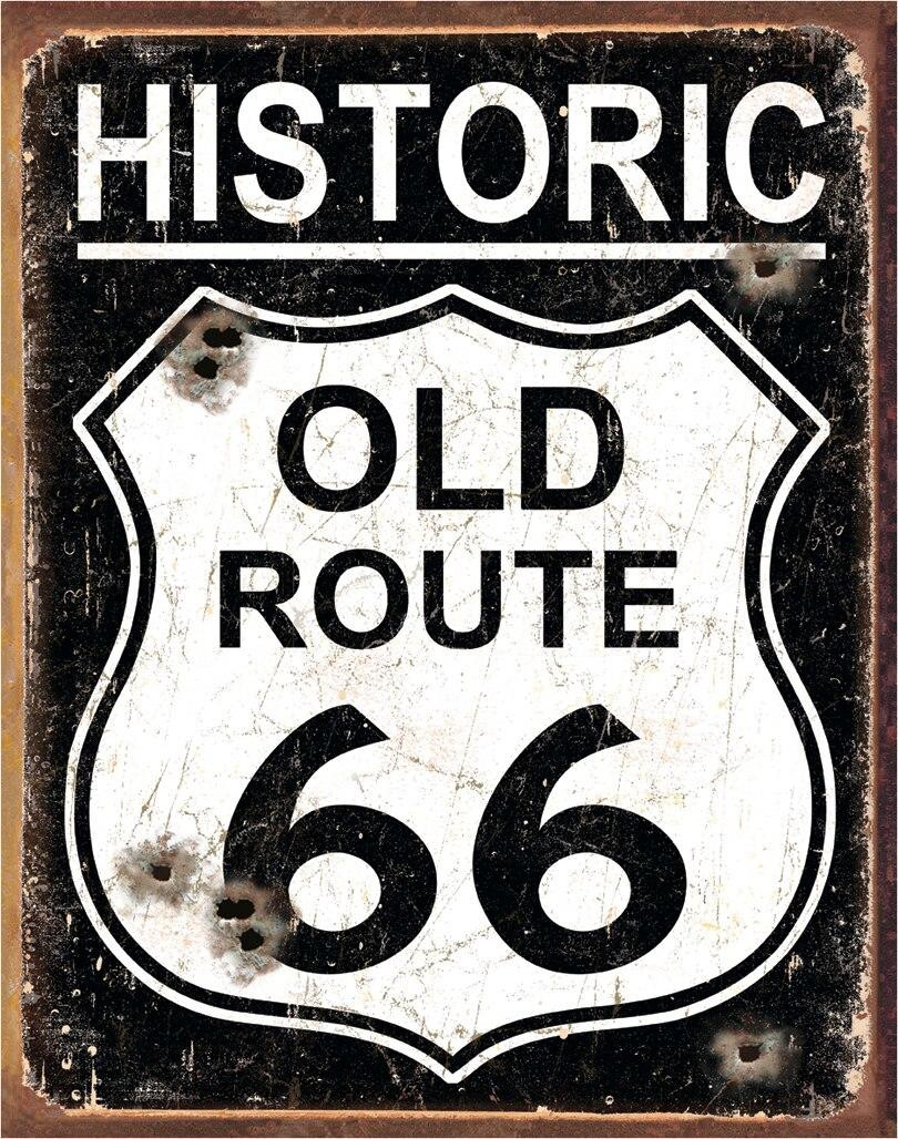 ティン サイン Old Route 66 - Weathered