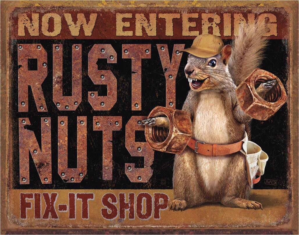 ティン サイン Rusty Nuts Fix It Shop