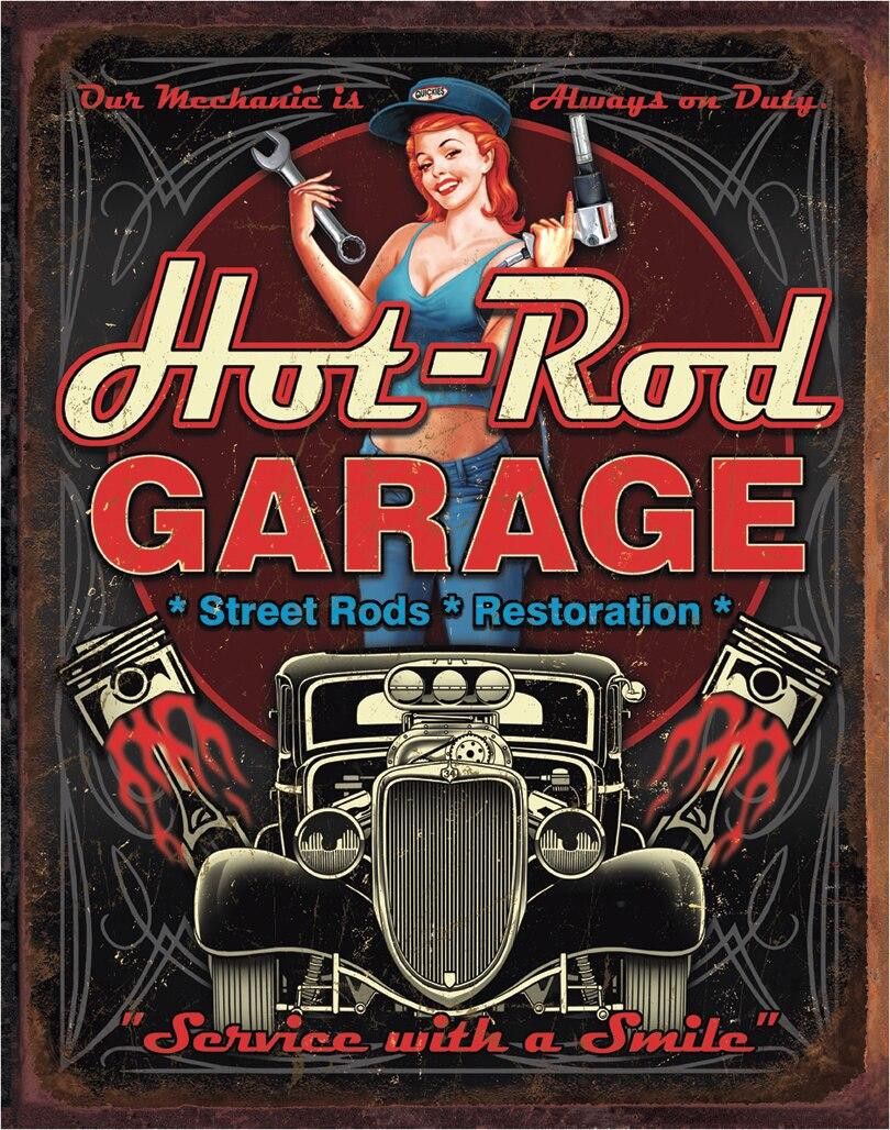 ティン サイン Hot Rod Garage - Pistons