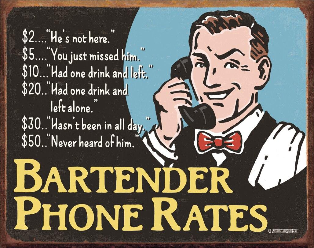 ティン サイン Bartender's Phone Rates