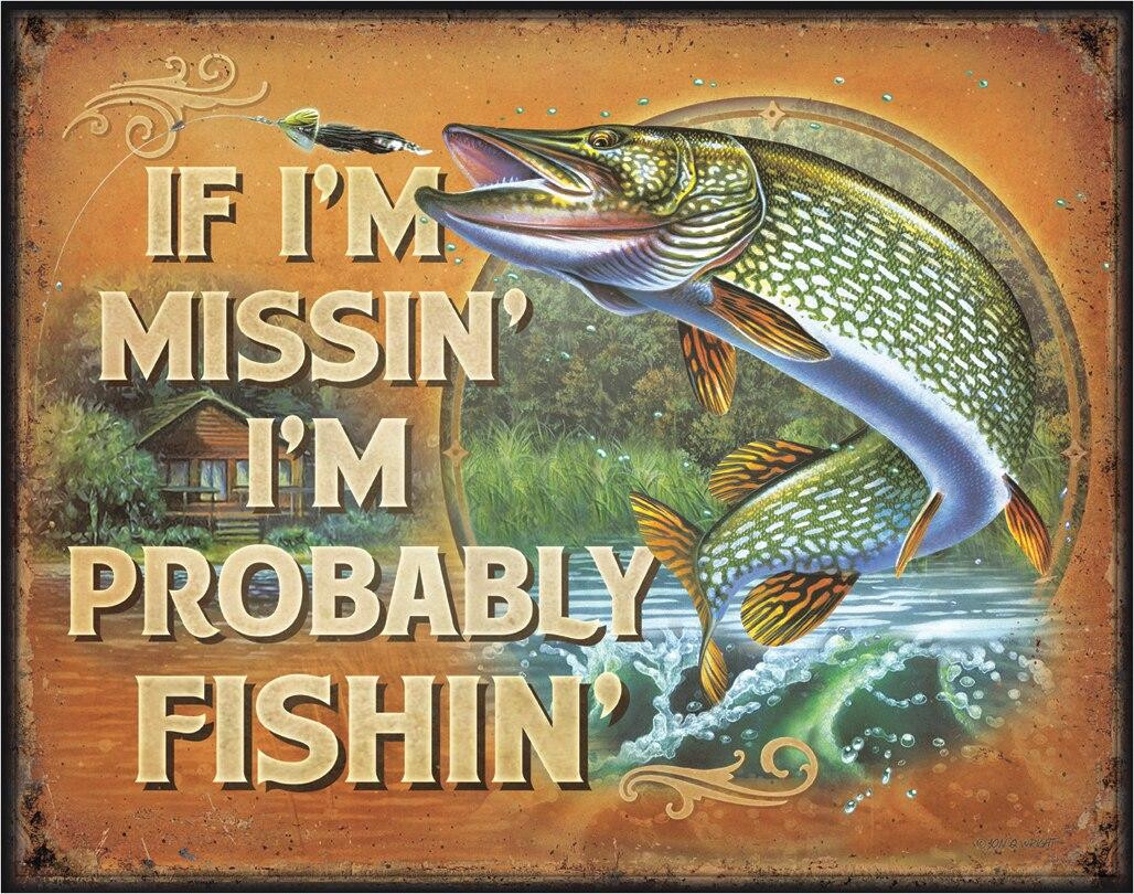 ティン サイン Probably Fishin