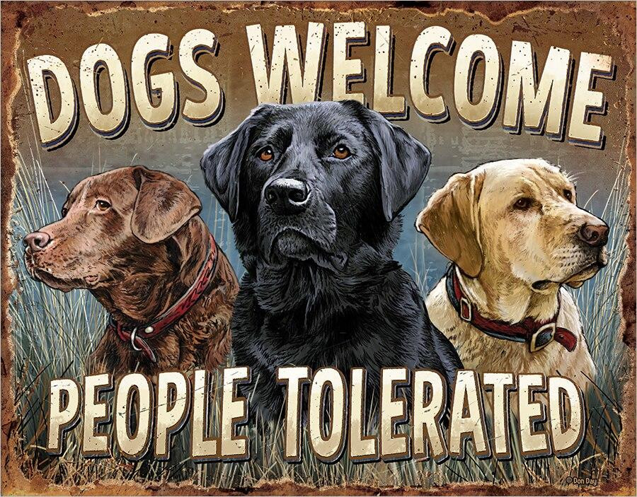 ティン サイン Dogs Welcome