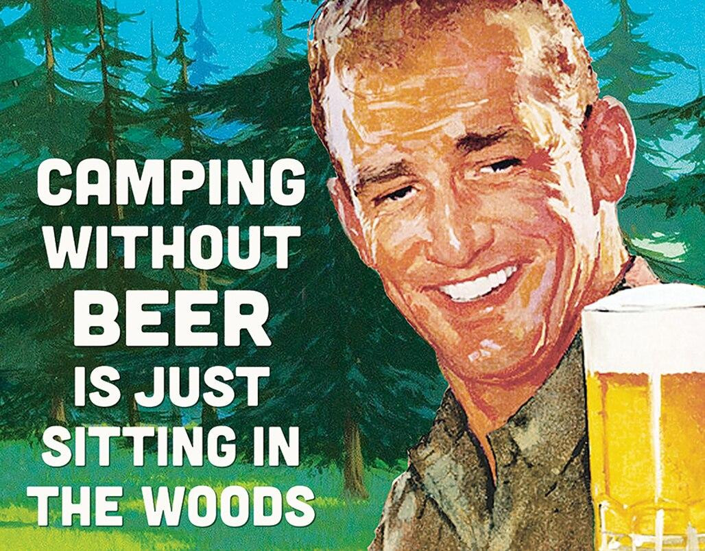ティン サイン Camping Without Beer