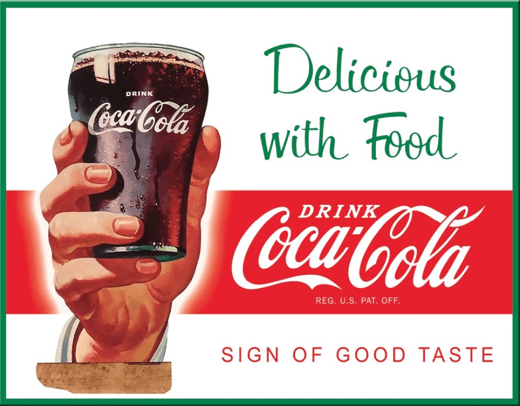 ティン サイン Coke - Delicious with Food