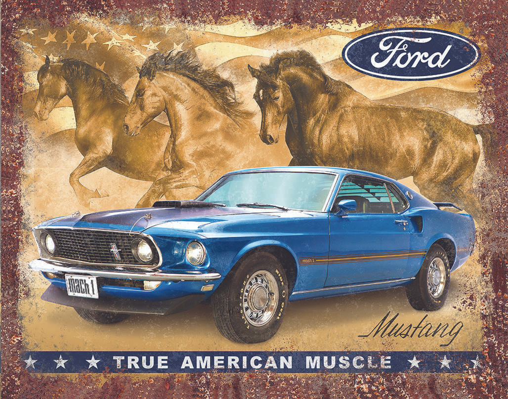 ティン サイン Ford - Mustang Flag