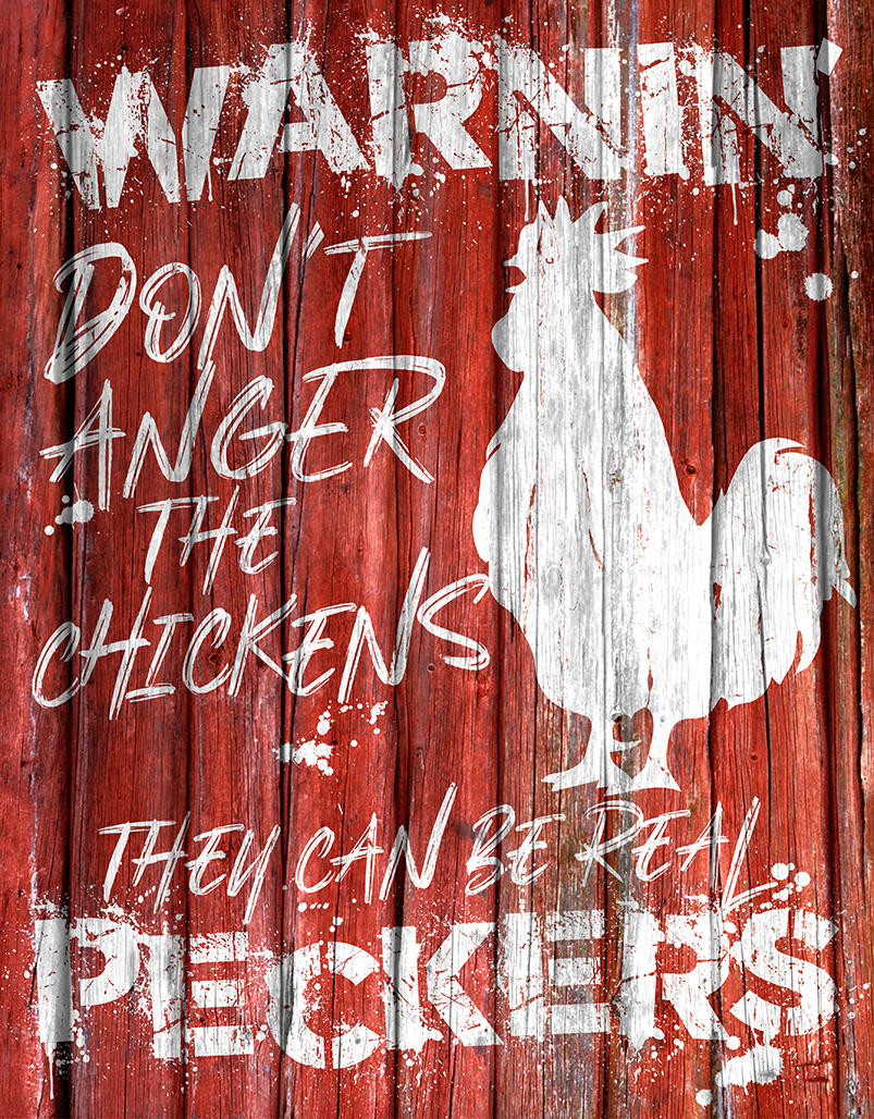 ティン サイン Chicken Warnin
