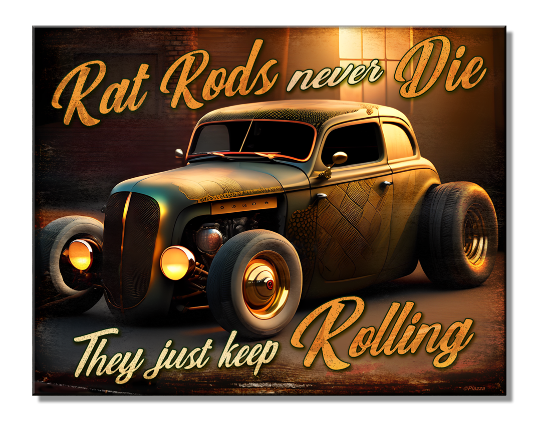 ティン サイン Rat Rods Never Die