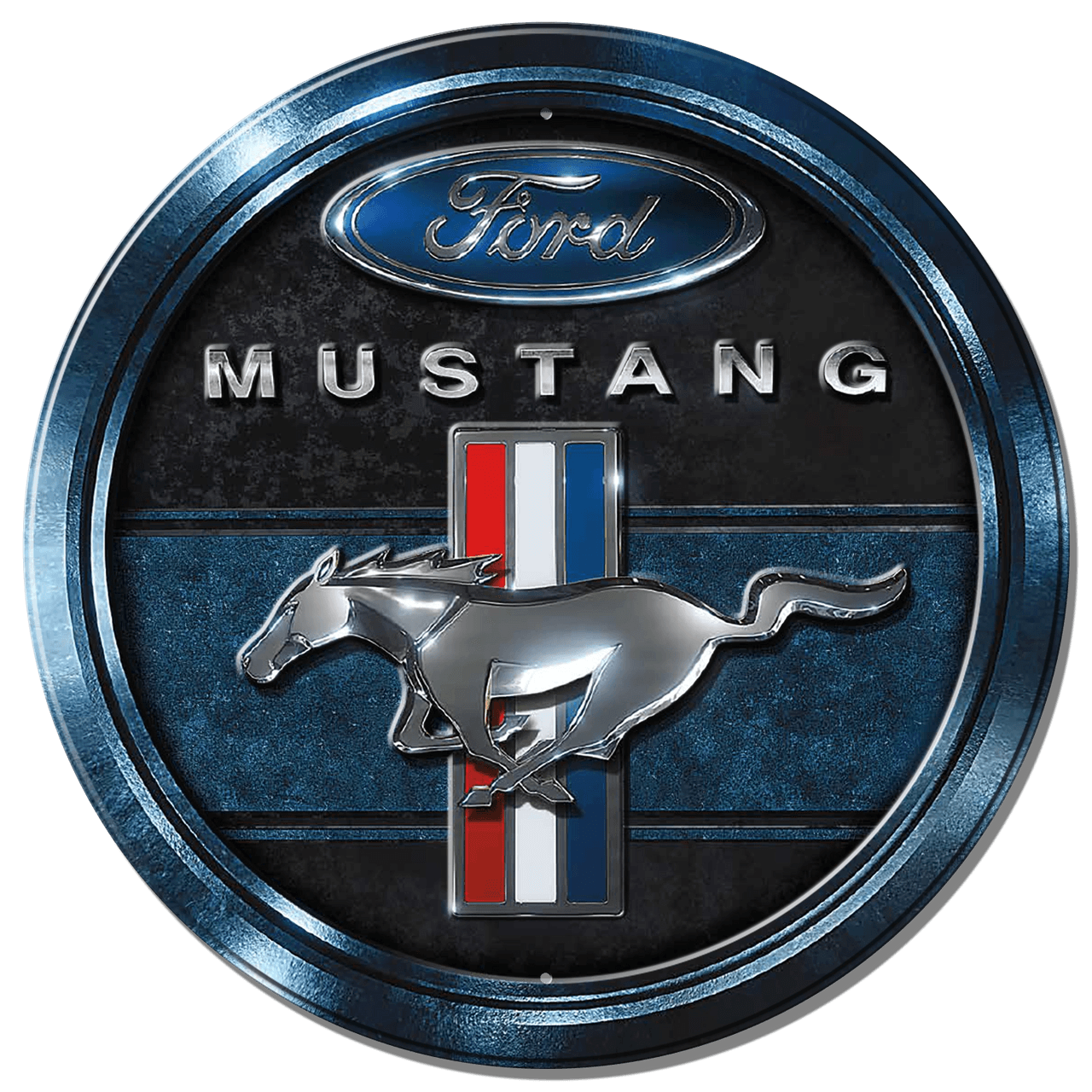 ティン サイン ROUND Ford Mustang Blue