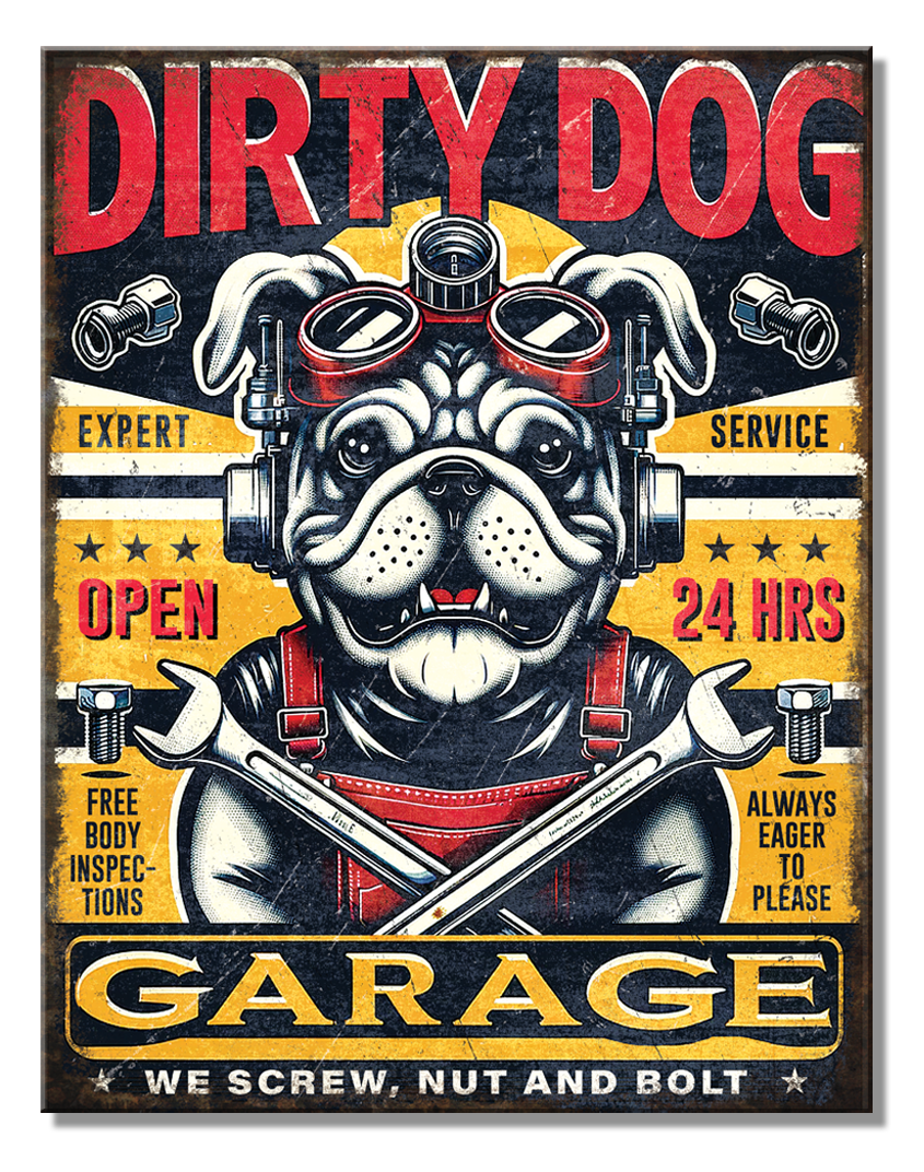 ティン サイン Dirty Dog Garage