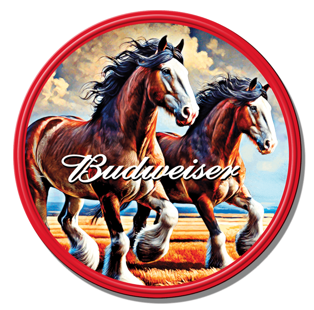 ティン サイン ROUND-Bud Clydesdales