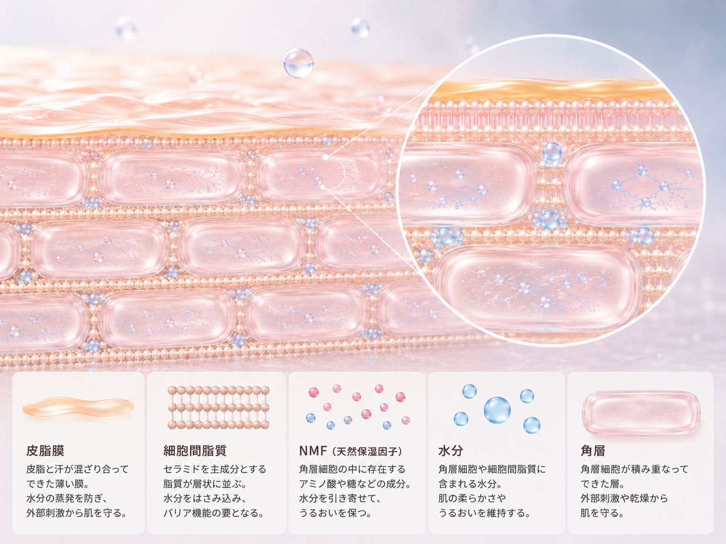 肌のうるおいを守る3つの保湿システム