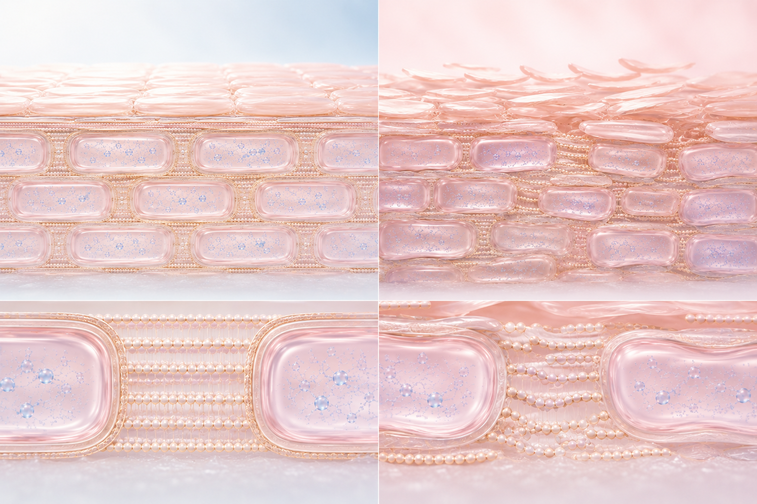 正常なターンオーバーと炎症によって加速したターンオーバーの比較図