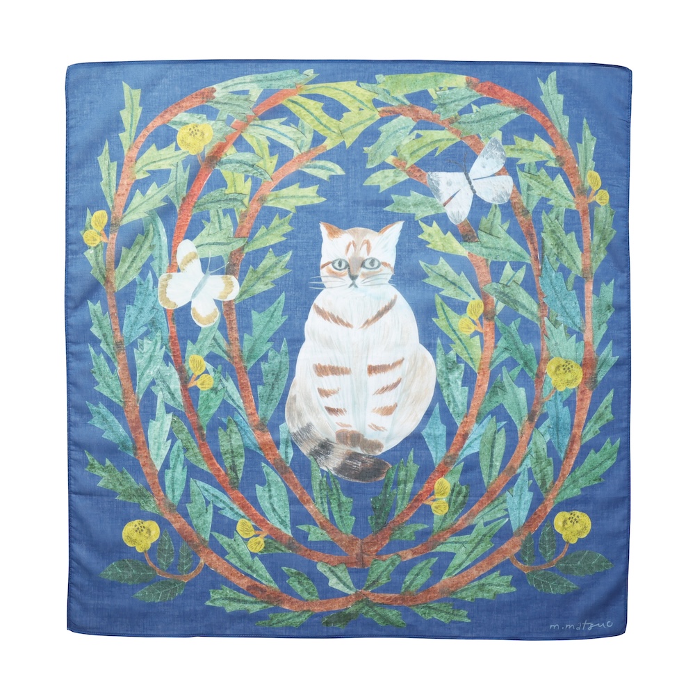 Matsuo Miyuki Handkerchief Butterfly cat