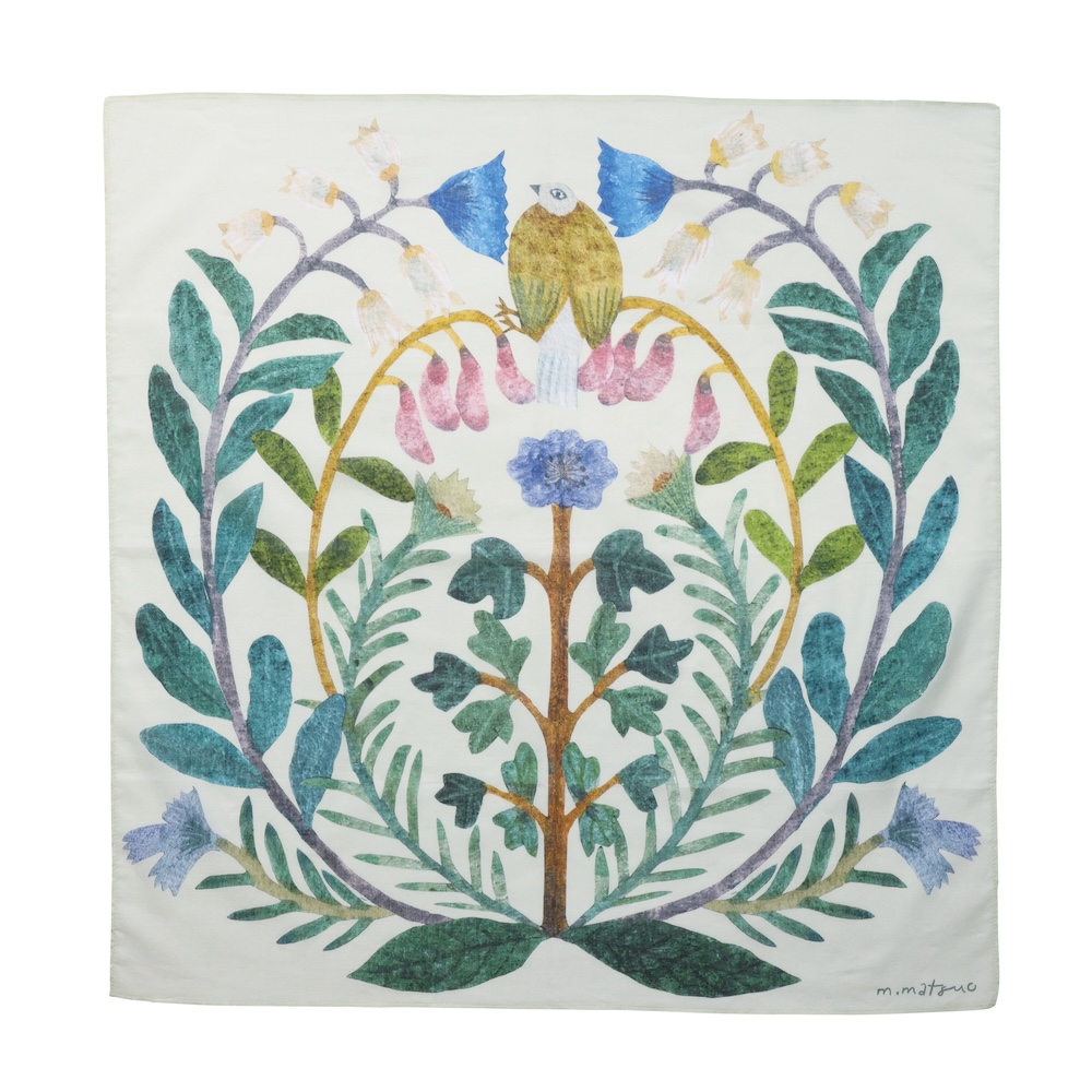 Matsuo Miyuki Handkerchief Flower bird
